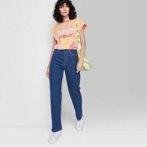 New Wild Fable Super High Rise Straight Leg Button Fly Blue Jeans Size 4